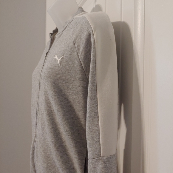 Puma Women's Jacket Size: Medium Light Grey Full Zip Pockets French Terry - Picture 3 of 11